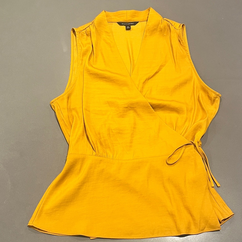 Banana Republic Yellow Sleeveless Wrap Top